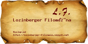 Lozinberger Filoména névjegykártya